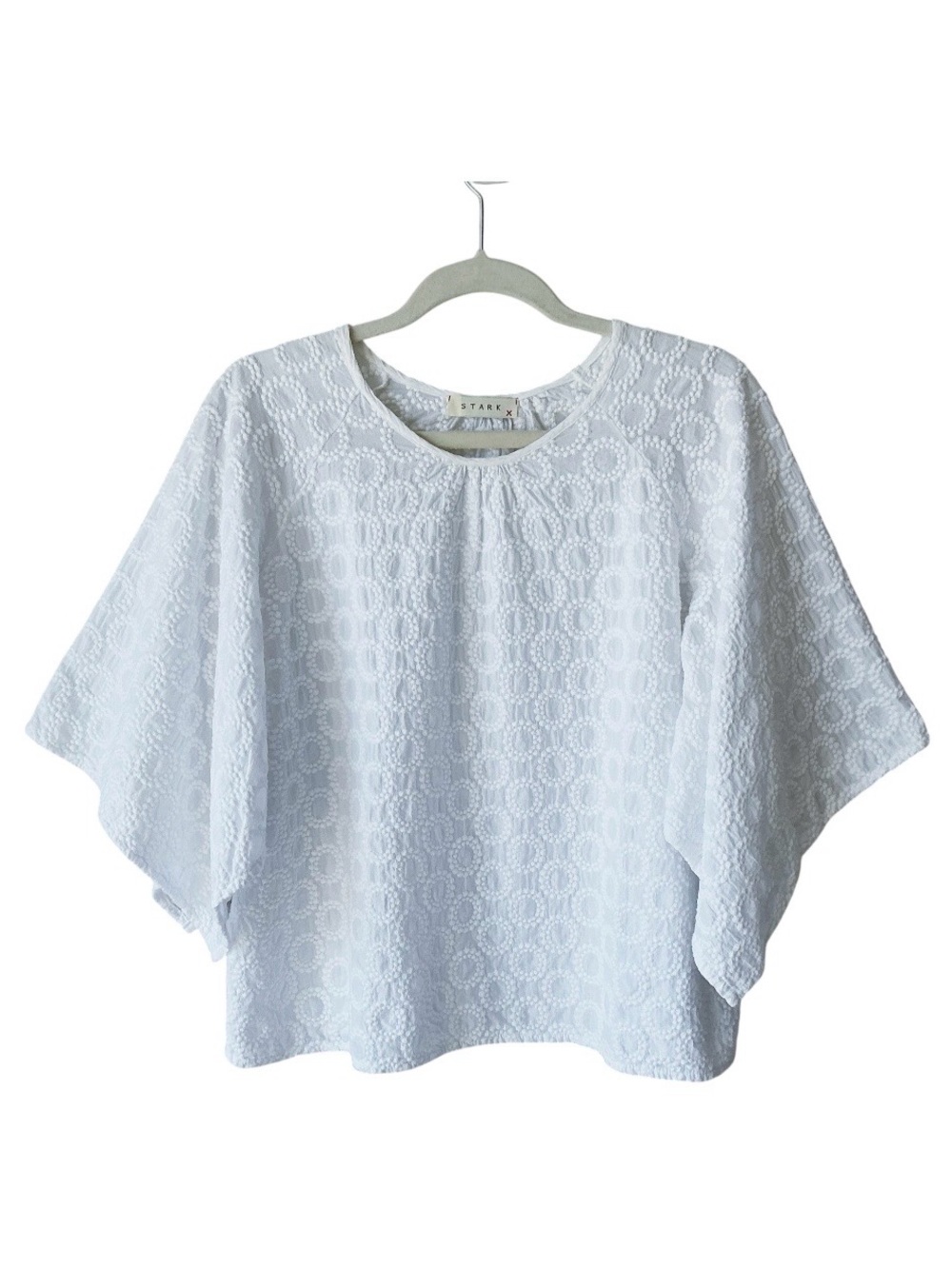 Stark X Embroidered White Boxy Top Size M